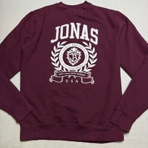 Jonas Brothers 2021 Tour Fraternity Sweatshirt Maroon, Graphic Logo Size: M